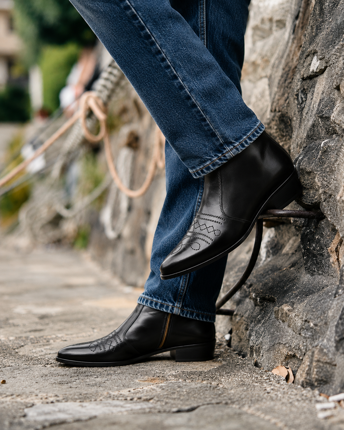 Men's Maverick Black Cuban Heel Boots