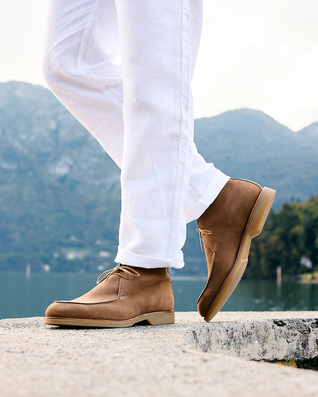 Brown Leather Marbe Smart Chukka Boots for Men,