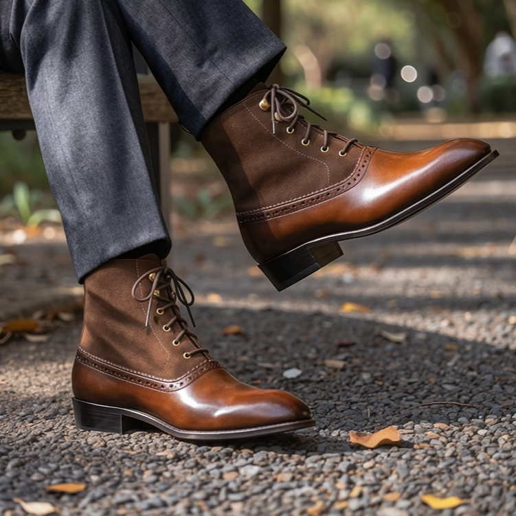 Classic Brown Leather Derby Boots