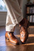 Men's Sovereign Tan Brogue Derby– Premium Italian Dress Shoes