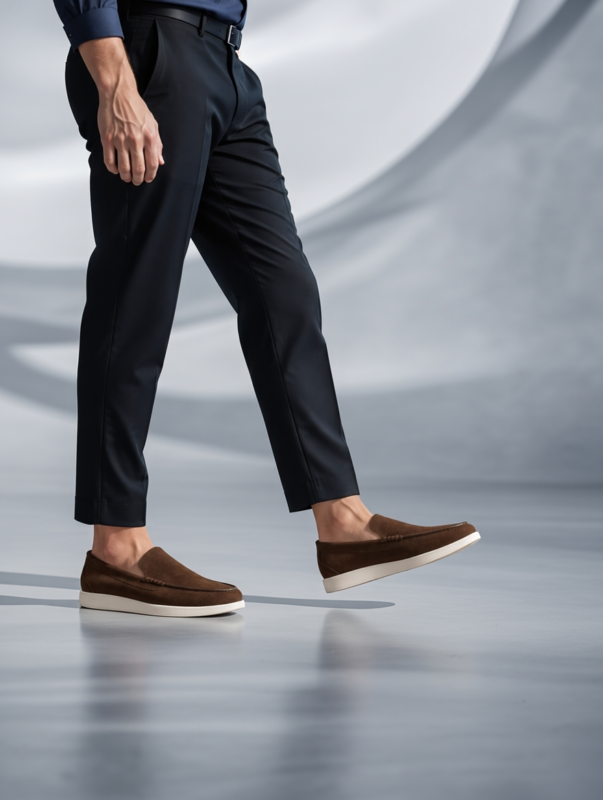 Men's Brown Suede Penny Loafers