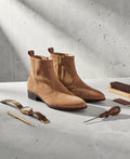 Men's Sandstone Zip Chelsea Boots - Premium Suede Boots