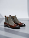 Men's Windsor Two-Tone Zip Boots – Premium Leather & Suede Dress Boots