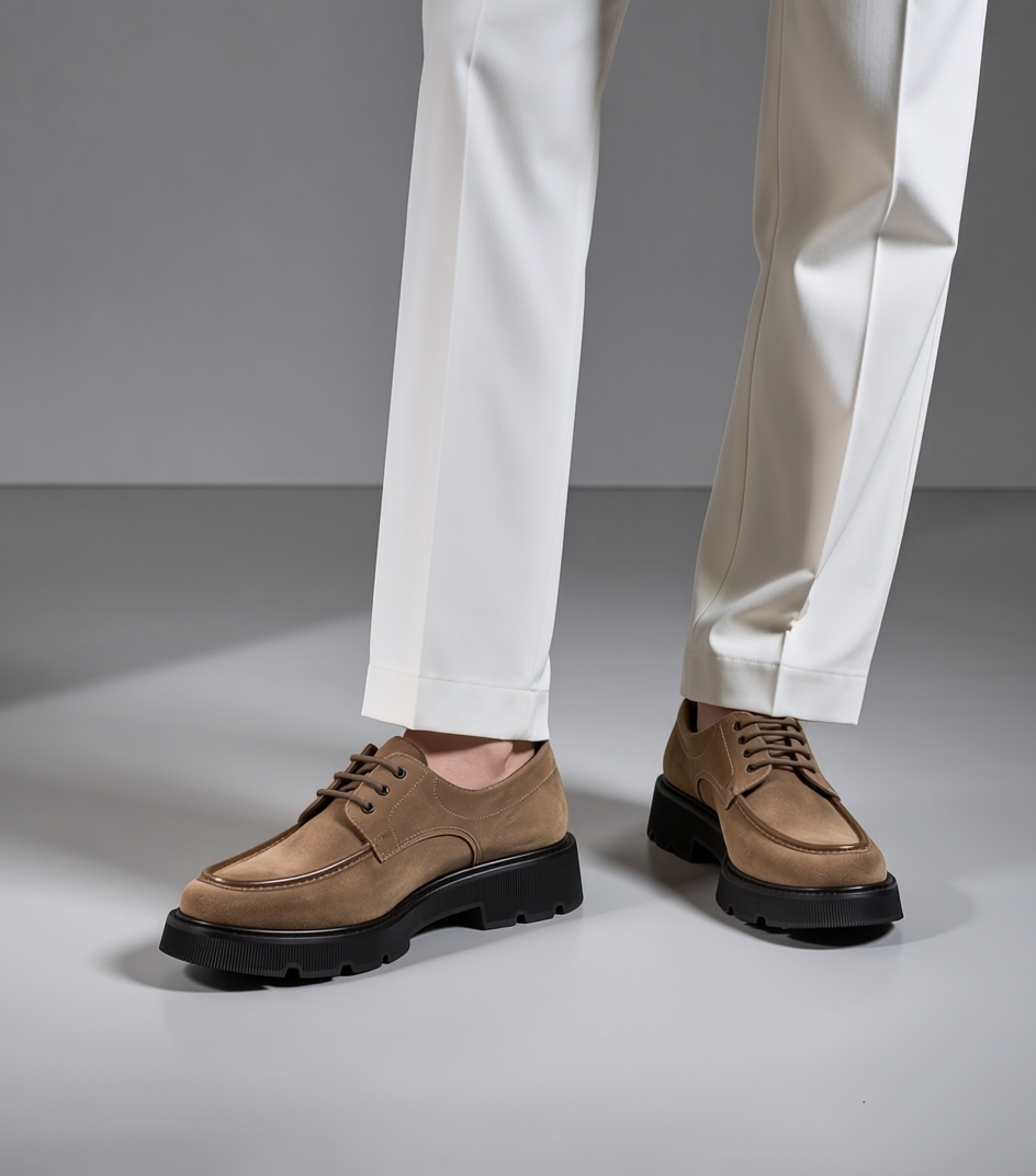 Zalcaro Verona Tan Suede Lace-Up Shoes for Men