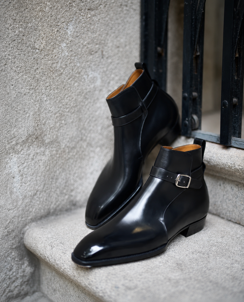 Zalcaro Black Leather Buckle Boots for Men crafted from premium genuine Leathe.