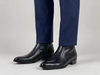Zalcaro Italian Style Black Exotic Leather Boots for Men featuring premium python-embossed genuine leather, side-zip closure, and an elegant almond-toe silhouette.