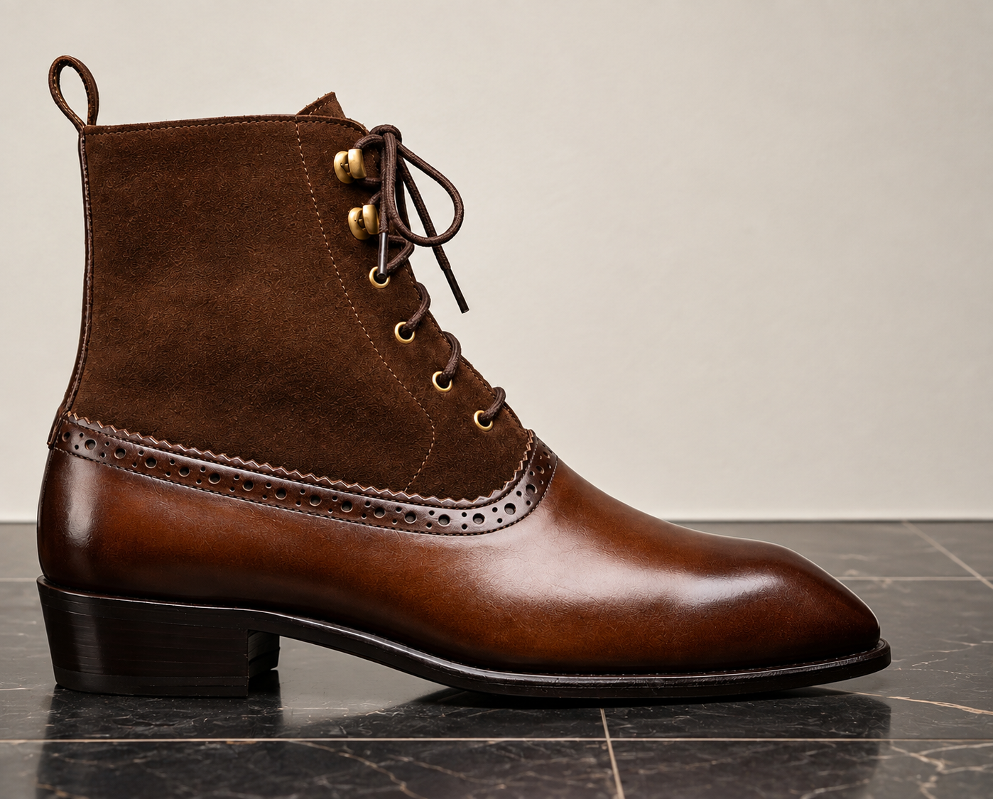 Classic Brown Leather Derby Boots