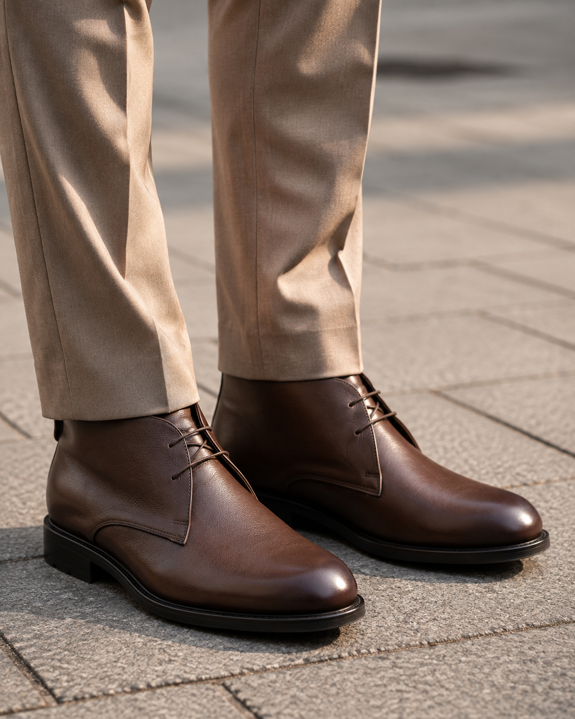 Brown Leather Marbe Smart Chukka Boots for Men