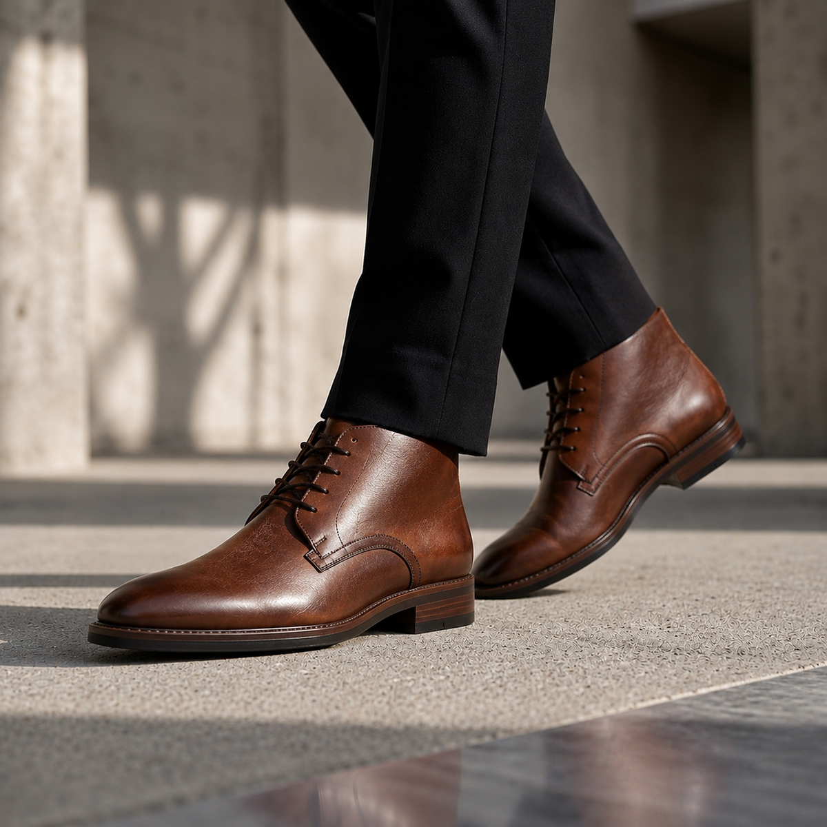 Italian Style Dark Brown Leather Chukka Boots for Men