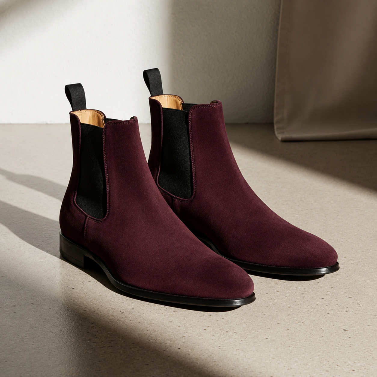 Men's Burgundy Suede Chelsea Boots -  Premium Chelsea Boots for Men