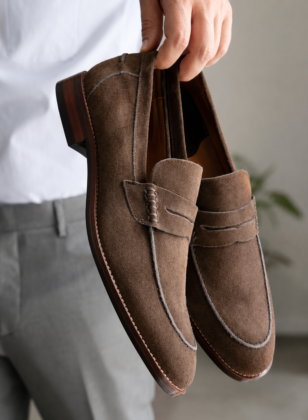 Men's Brown Suede Venetian Loafers – Elegant Slip-On Shoes