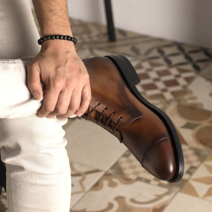 Classic Brown Leather Derby Boots