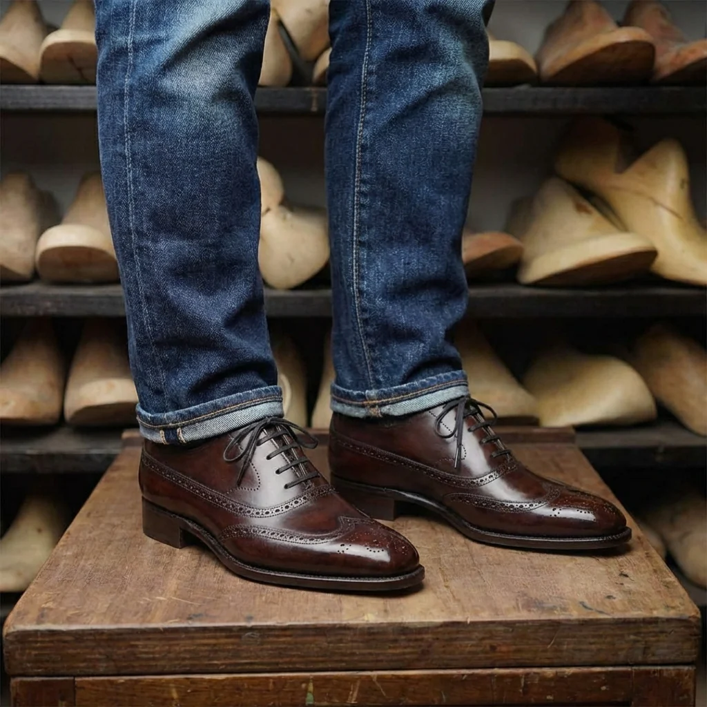 Men's Brown Leather Wingtip Oxford Brogues – Premium Italian Formal Shoes