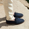 Italian Style Navy Blue Suede Lace-Up Shoes for Men