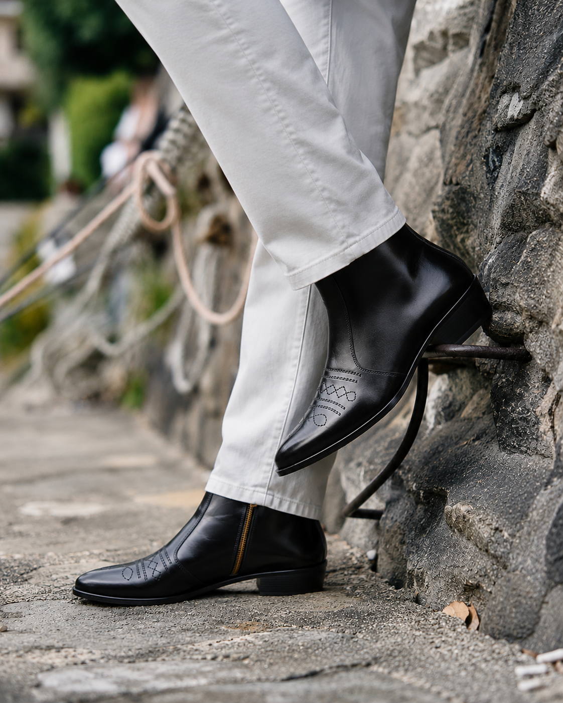 Men's Maverick Black Cuban Heel Boots – Premium Italian Leather Ankle Boots